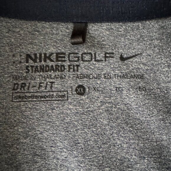 Men's Size XL Nike Golf Standard Fit Dri-Fit Gray and Blue Short Sleeve Polo - Picture 3 of 3